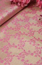 Pink Banarasi Reversible Tissue Silk Fabric ( 1Mtr ) - Luxurion World