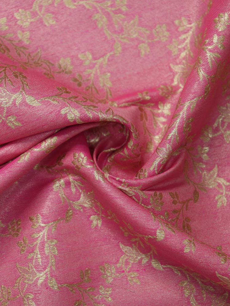 Pink Banarasi Reversible Tissue Silk Fabric ( 1Mtr ) - Luxurion World