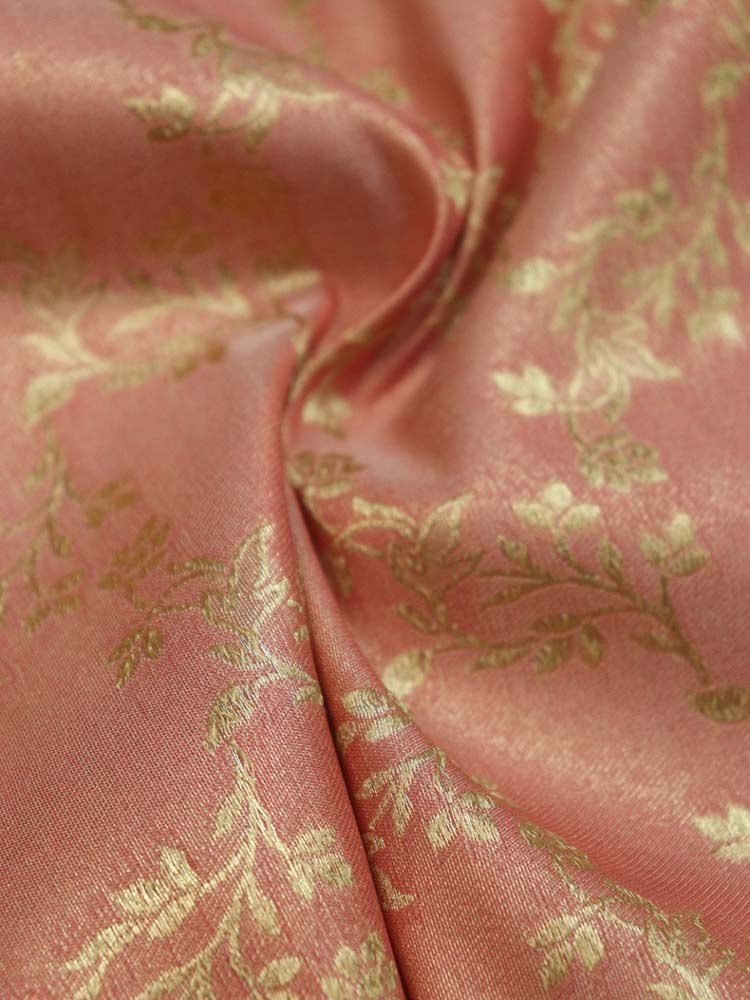 Pink Banarasi Reversible Tissue Silk Fabric ( 1Mtr ) - Luxurion World