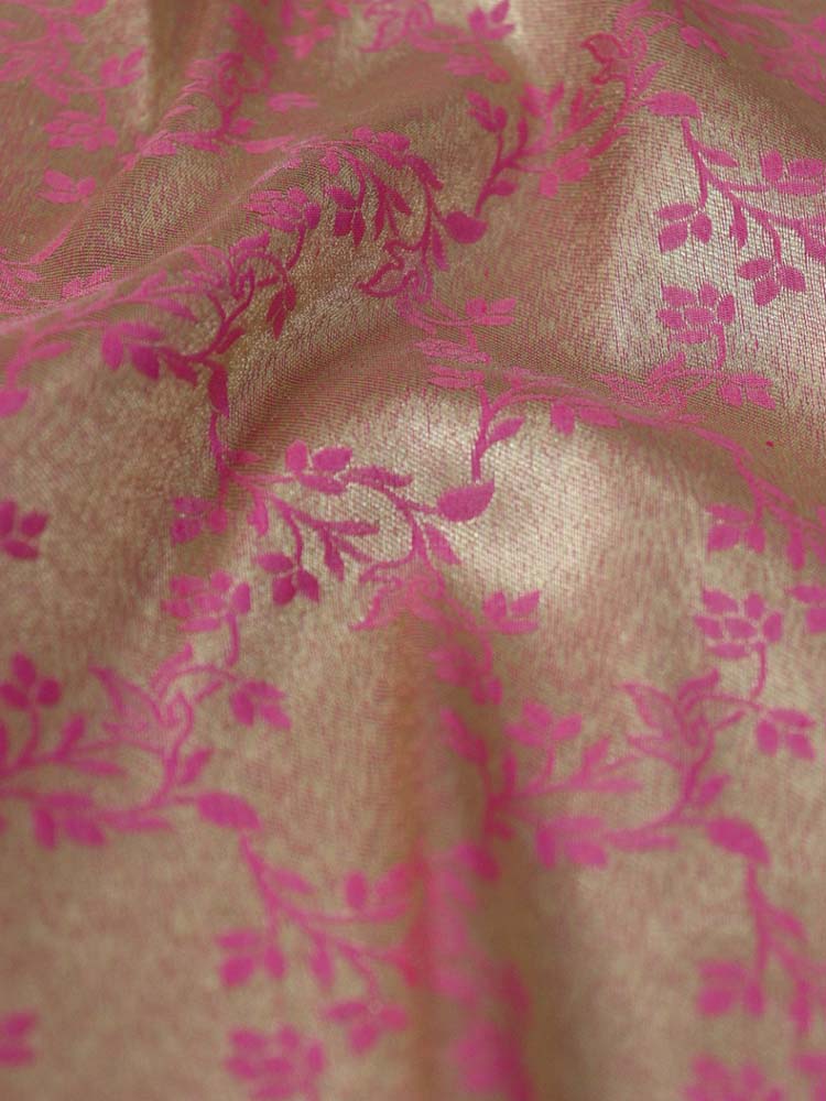 Pink Banarasi Reversible Tissue Silk Fabric ( 1Mtr )