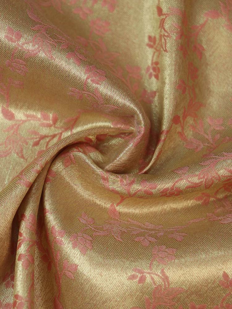 Pink Banarasi Reversible Tissue Silk Fabric ( 1Mtr ) - Luxurion World