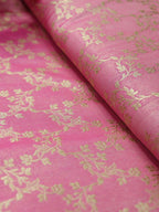 Pink Banarasi Reversible Tissue Silk Fabric ( 1Mtr ) - Luxurion World