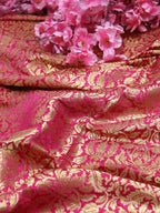 Pink Banarasi Silk Brocade Fabric ( 0.90 Mtr ) - Luxurion World