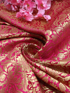 Pink Banarasi Silk Brocade Fabric ( 0.90 Mtr ) - Luxurion World