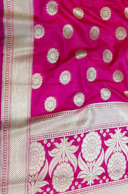 Pink Banarasi Silk Dupatta - Luxurion World