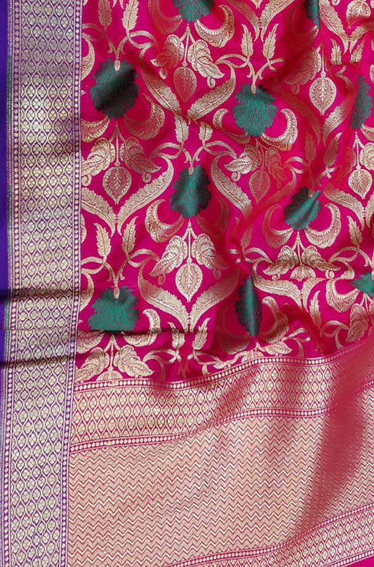 Pink Banarasi Silk Dupatta - Luxurion World