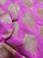 Pink Banarasi Silk Fabric (1 Mtr) - Luxurion World