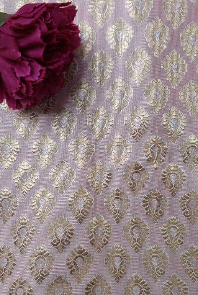 Pink Banarasi Silk Fabric ( 1 Mtr ) - Luxurion World