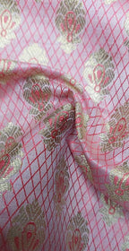 Pink Banarasi Silk Fabric ( 1 Mtr ) - Luxurion World