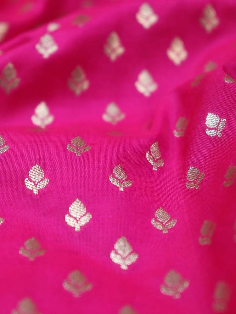 Pink Banarasi Silk Fabric ( 1 Mtr ) - Luxurion World