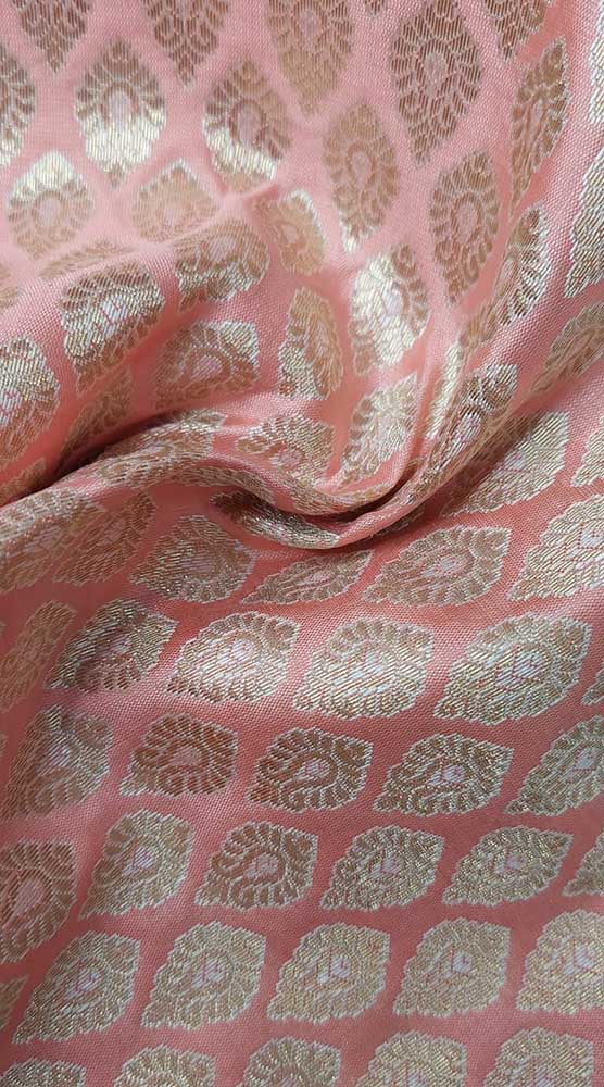 Pink Banarasi Silk Fabric ( 1 Mtr ) - Luxurion World