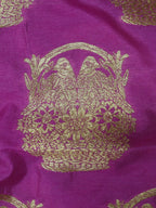 Pink Banarasi Silk Fabric (1 Mtr) - Luxurion World