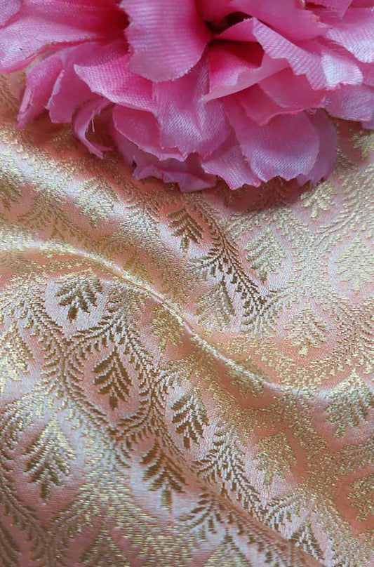 Pink Banarasi Silk Fabric ( 1 Mtr ) - Luxurion World