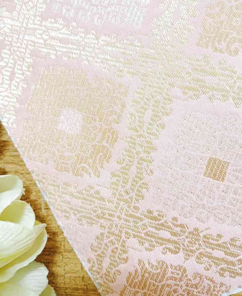 Pink Banarasi Silk Fabric ( 1 Mtr ) - Luxurion World