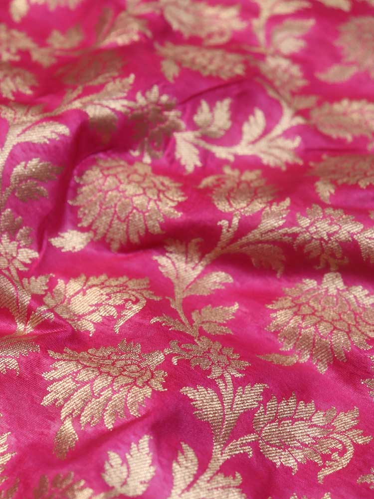 Pink Banarasi Silk Fabric ( 1 Mtr ) - Luxurion World