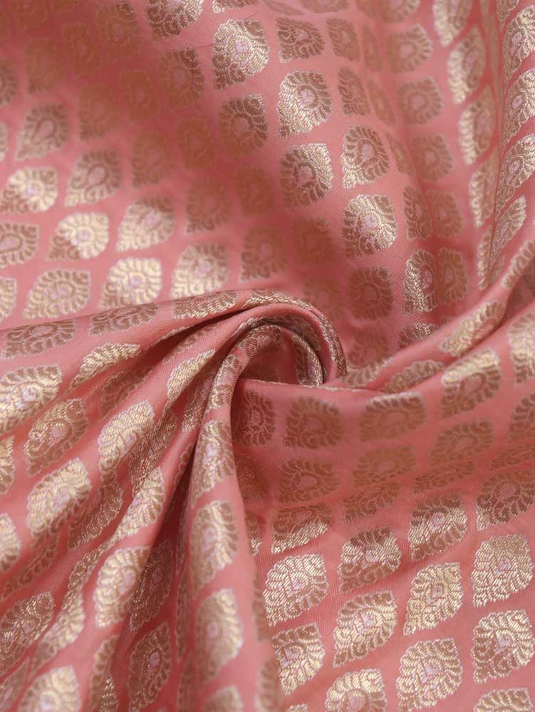 Pink Banarasi Silk Fabric ( 1 Mtr ) - Luxurion World