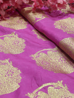 Pink Banarasi Silk Fabric (1 Mtr) - Luxurion World