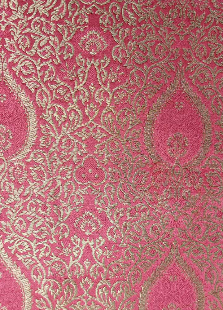 Pink Banarasi Silk Fabric ( 1 Mtr ) - Luxurion World