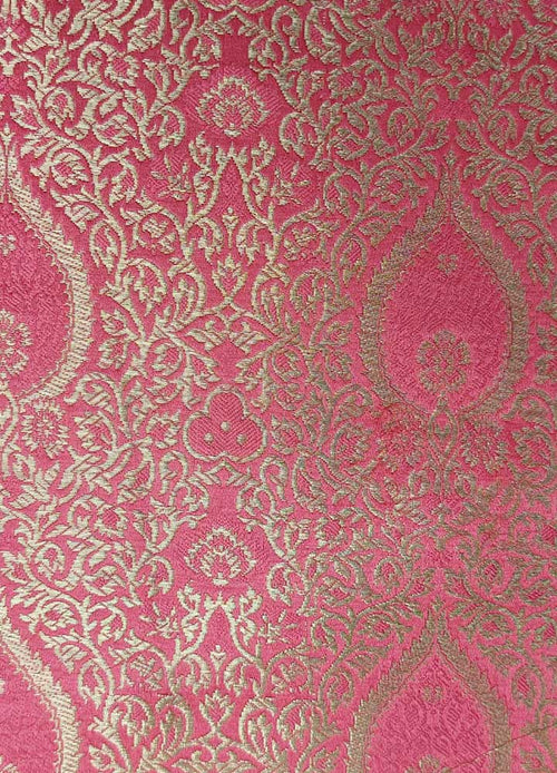 Pink Banarasi Silk Fabric ( 1 Mtr ) - Luxurion World