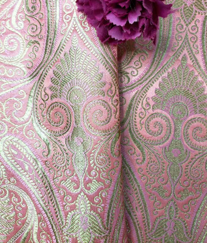 Pink Banarasi Silk Fabric ( 1 Mtr ) - Luxurion World