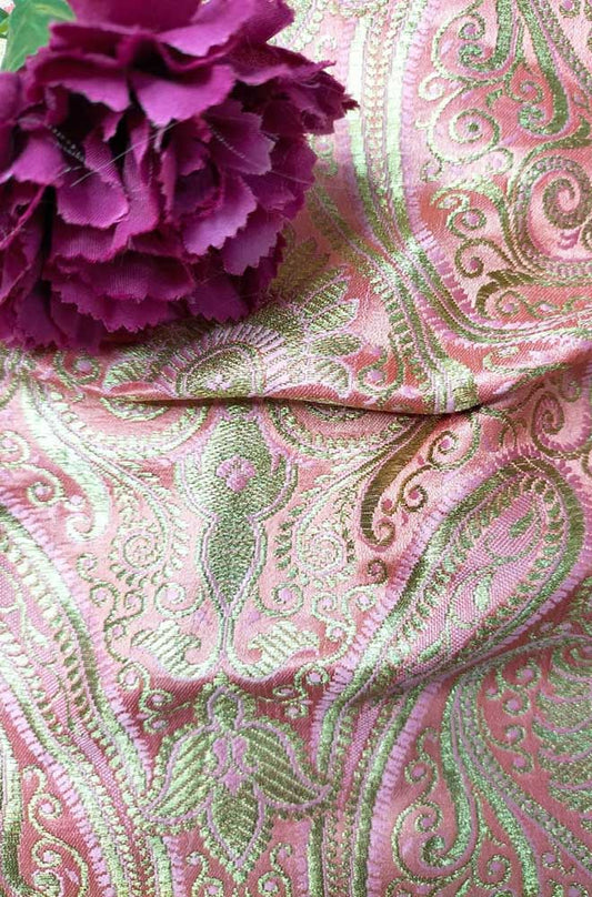 Pink Banarasi Silk Fabric ( 1 Mtr ) - Luxurion World