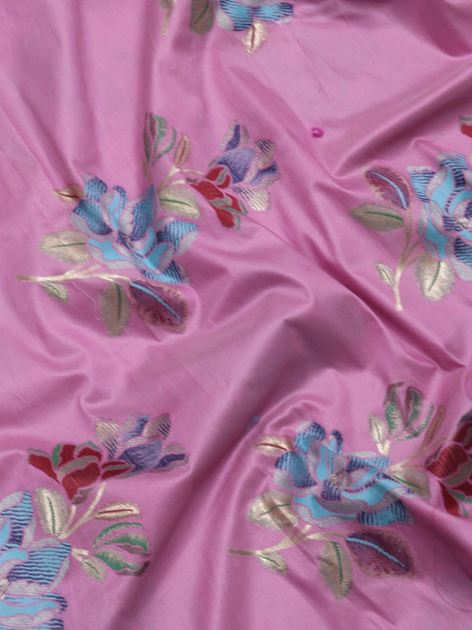 Pink Banarasi Silk Fabric (1 Mtr) - Luxurion World