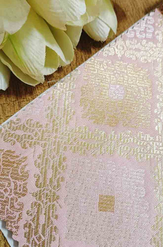 Pink Banarasi Silk Fabric ( 1 Mtr ) - Luxurion World