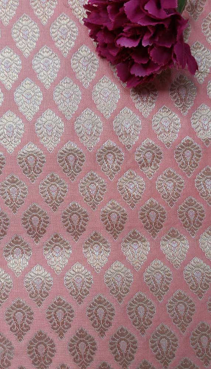 Pink Banarasi Silk Fabric ( 1 Mtr ) - Luxurion World