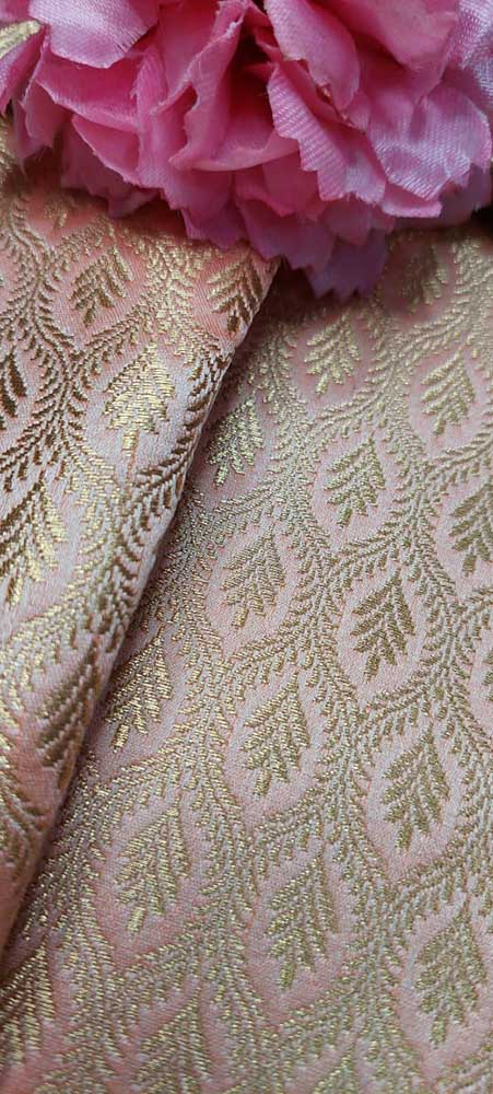 Pink Banarasi Silk Fabric ( 1 Mtr ) - Luxurion World