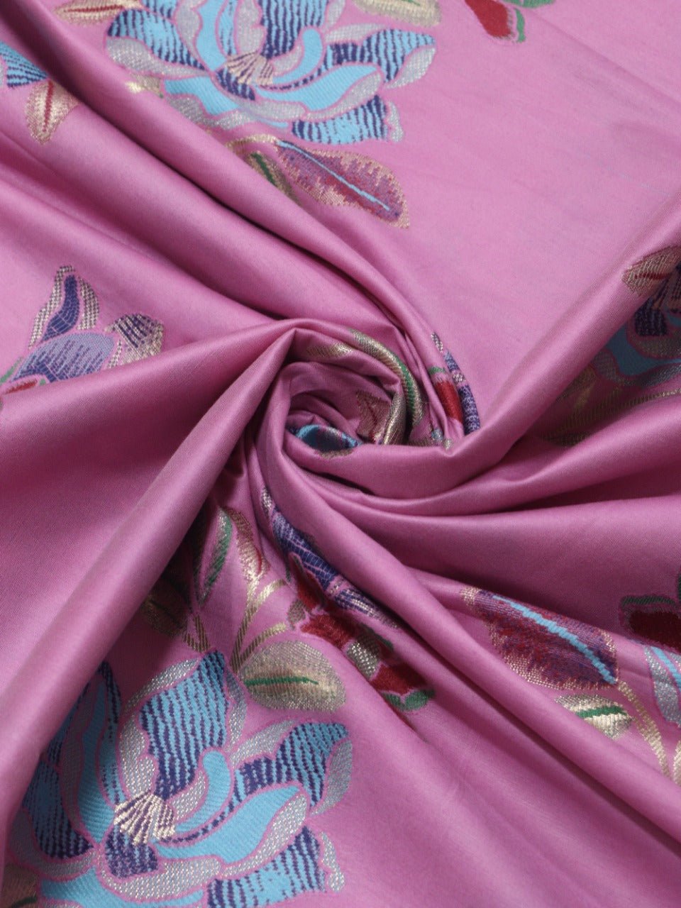 Pink Banarasi Silk Fabric (1 Mtr) - Luxurion World
