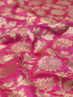 Pink Banarasi Silk Fabric ( 1 Mtr ) - Luxurion World