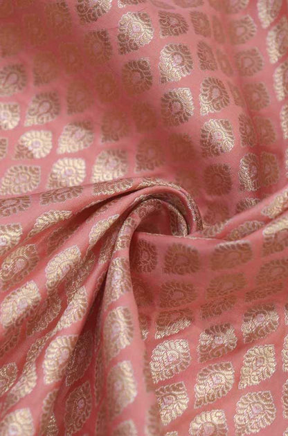 Pink Banarasi Silk Fabric ( 1 Mtr ) Luxurionworld