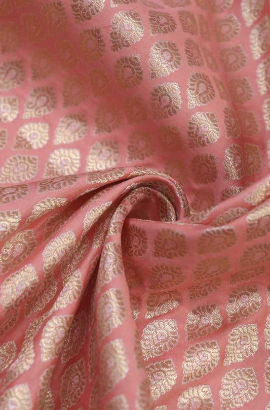 Pink Banarasi Silk Fabric ( 1 Mtr ) - Luxurion World