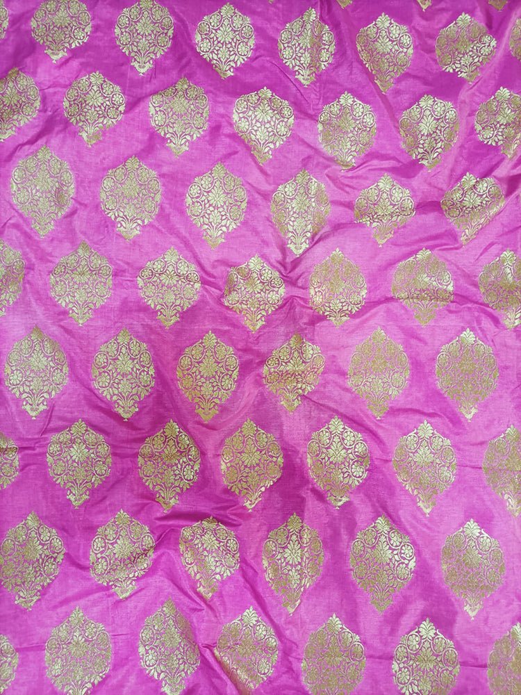 Pink Banarasi Silk Fabric (1 Mtr) - Luxurion World