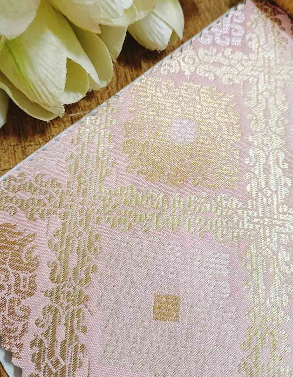 Pink Banarasi Silk Fabric ( 1 Mtr ) - Luxurion World