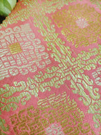 Pink Banarasi Silk Fabric (  1 Mtr ) - Luxurion World