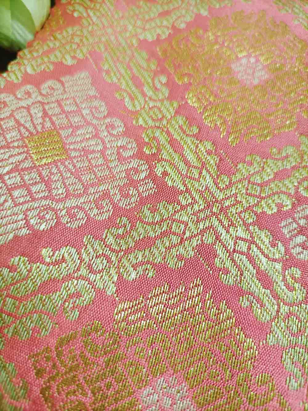 Pink Banarasi Silk Fabric (  1 Mtr ) - Luxurion World