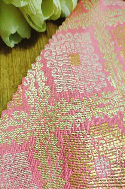 Pink Banarasi Silk Fabric (  1 Mtr )