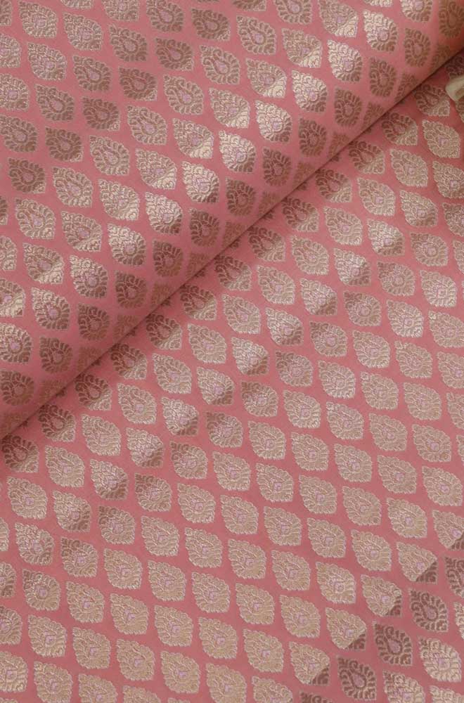 Pink Banarasi Silk Fabric ( 1 Mtr ) - Luxurion World