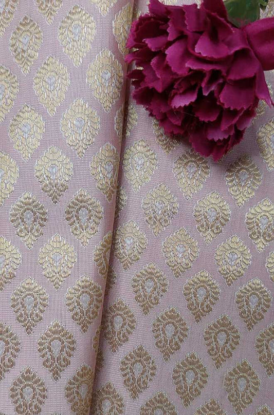 Pink Banarasi Silk Fabric ( 1 Mtr ) - Luxurion World