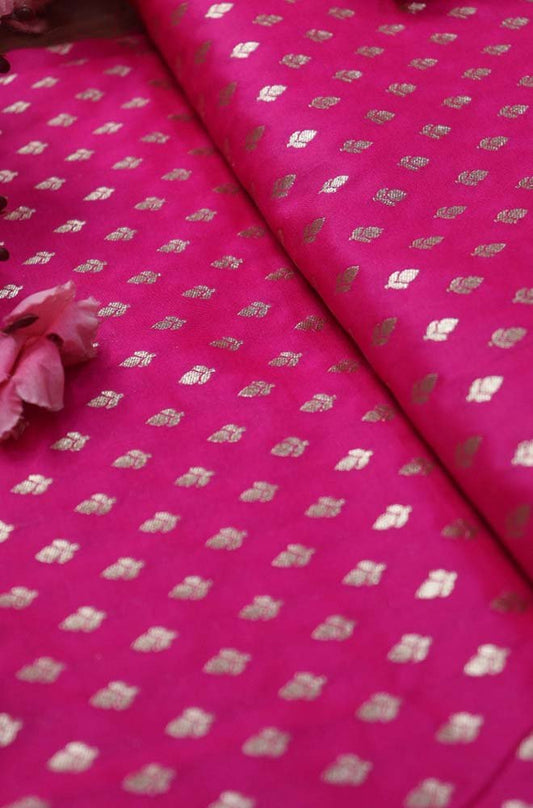 Pink Banarasi Silk Fabric ( 1 Mtr ) - Luxurion World