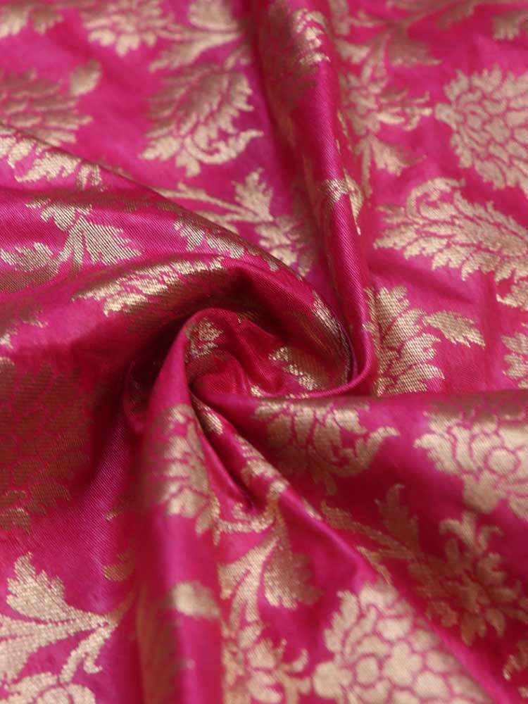 Pink Banarasi Silk Fabric ( 1 Mtr ) - Luxurion World