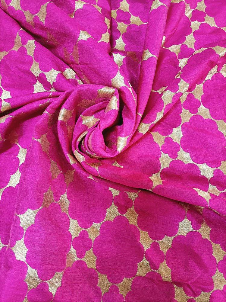 Pink Banarasi Silk Fabric (1.25 Mtr) - Luxurion World