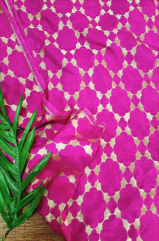 Pink Banarasi Silk Fabric (1.25 Mtr) - Luxurion World