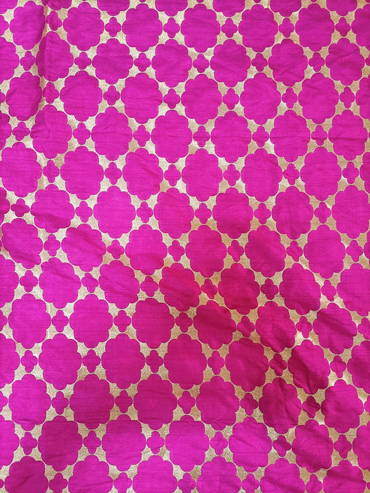Pink Banarasi Silk Fabric (1.25 Mtr) - Luxurion World