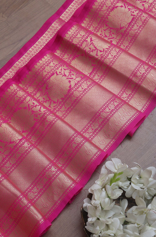 Pretty in Pink: Banarasi Silk Lace (0.75 Mtr) - Luxurion World