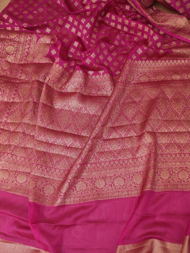 Pink Banarasi Silk Saree - Luxurion World