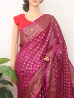Pink Banarasi Silk Saree - Luxurion World