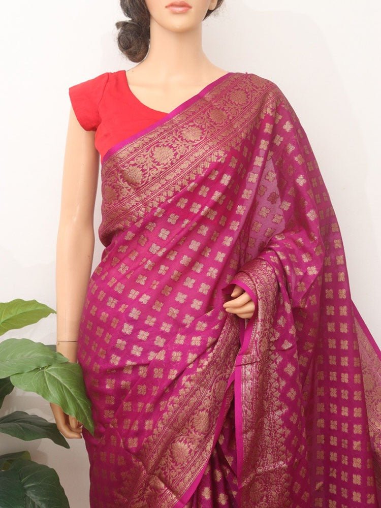 Pink Banarasi Silk Saree - Luxurion World