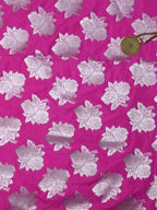 Pink Banarasi Silk Silver Zari Floral Design Fabric ( 0.5 Mtr ) - Luxurion World